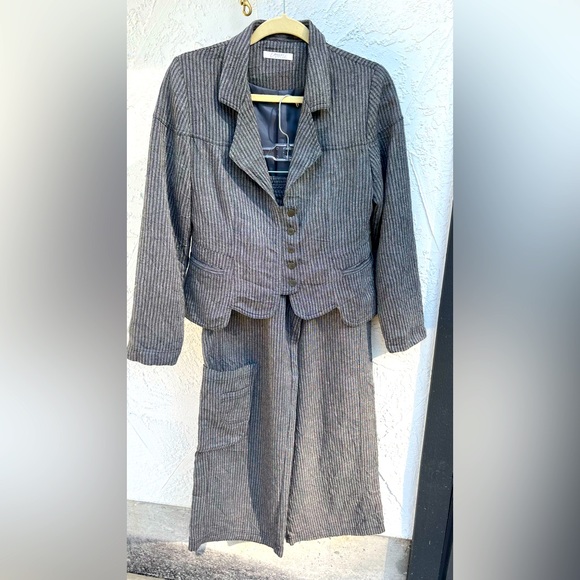 Cannisse French design Blazer & Pants set, Wool/Cotton blend. Size 2 (US 6/8) - Picture 3 of 17